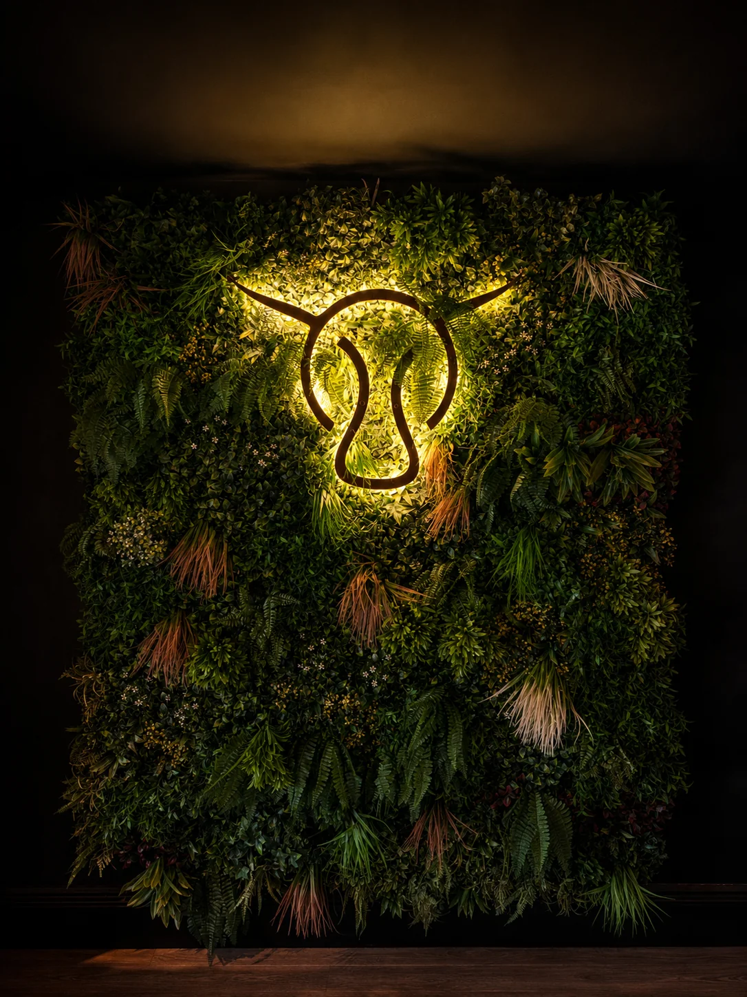 Smokestack illuminated logo wall